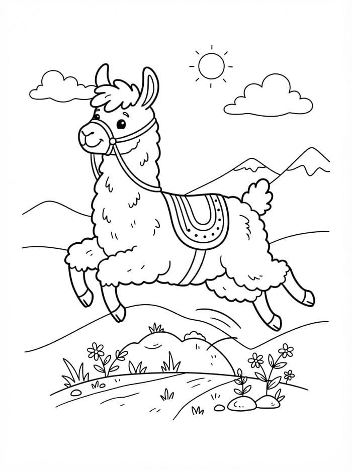 Radostná lama omalovánka