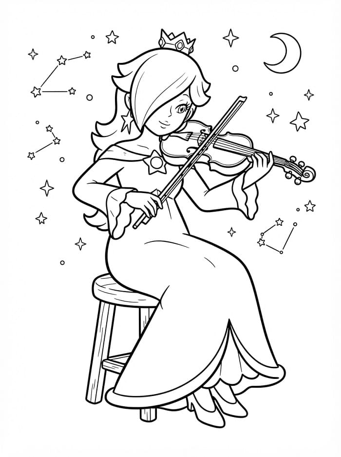 Rosalina hrající na housle omalovánka
