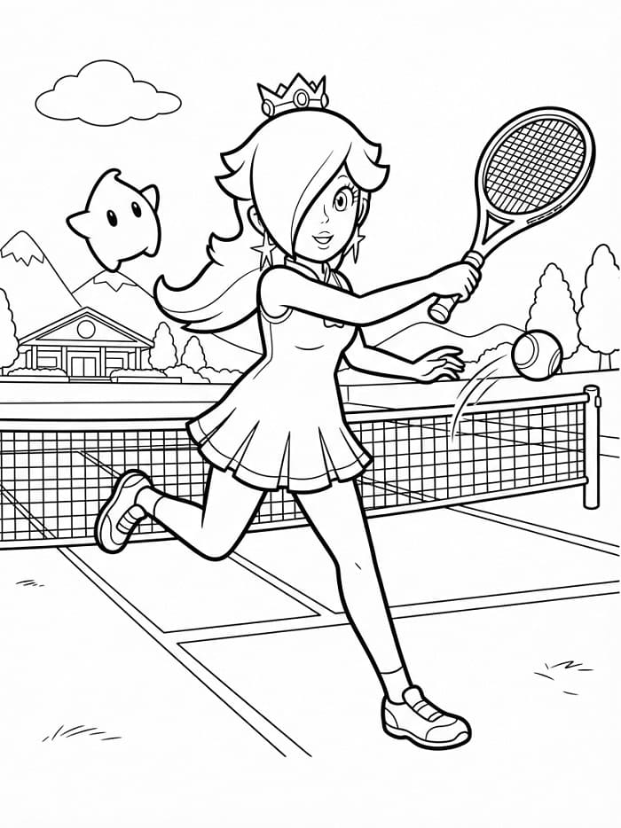 Omalovánka Rosalina hrající tenis