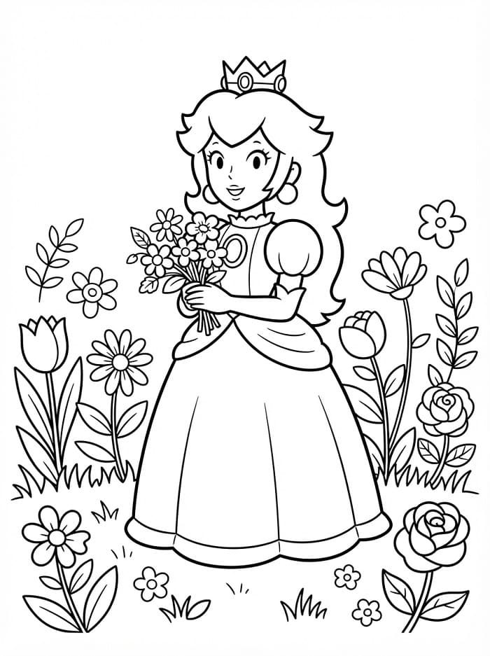 Roztomilá princezna Peach omalovánka