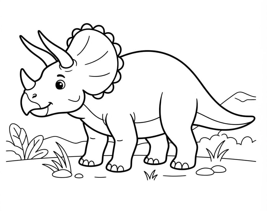 Roztomilý Triceratops omalovánka