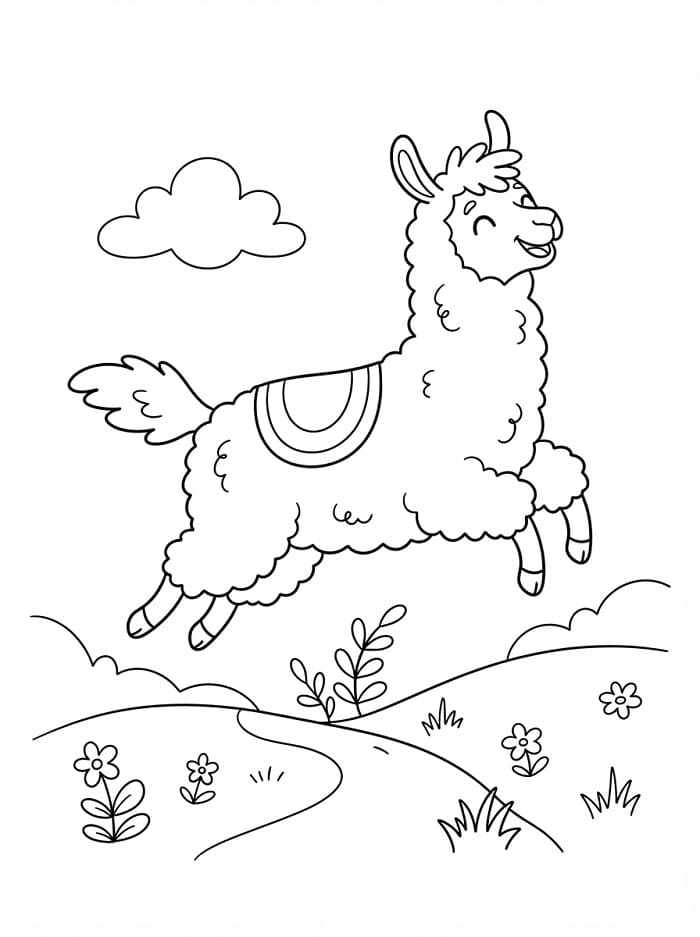 Skákající lama omalovánka