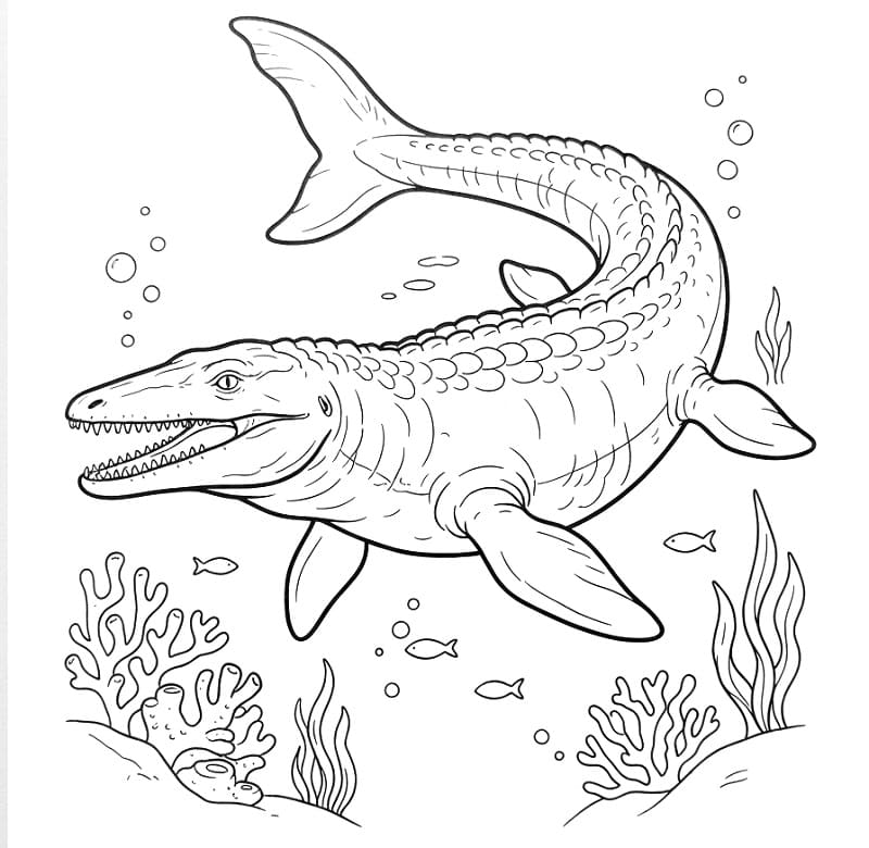 Skvělý Mosasaurus omalovánka
