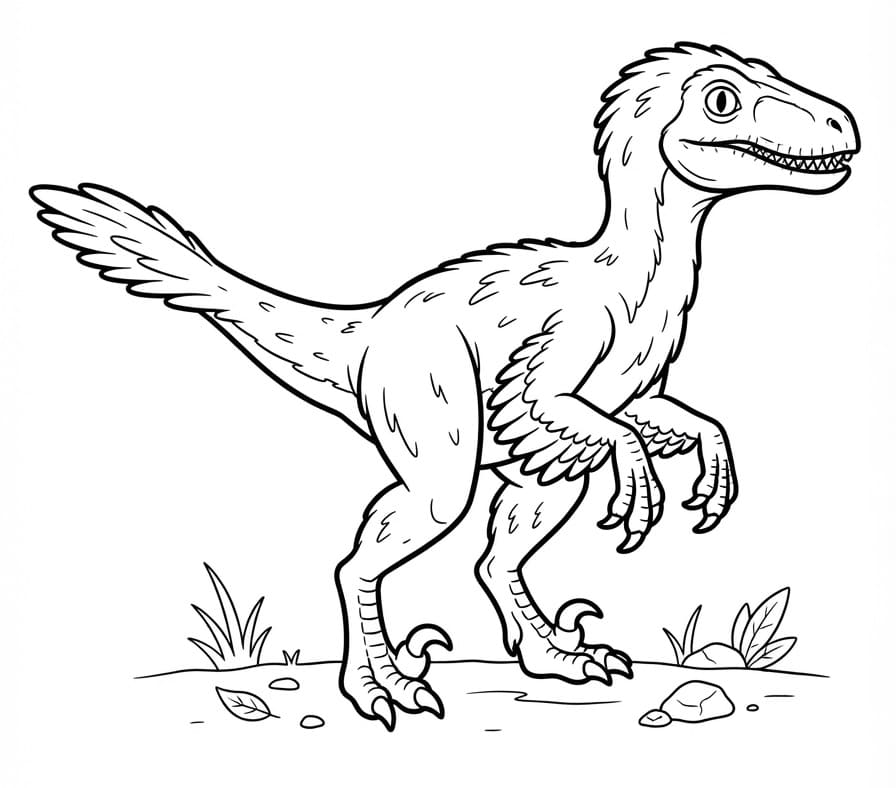 Omalovánka Skvělý dinosaurus Velociraptor