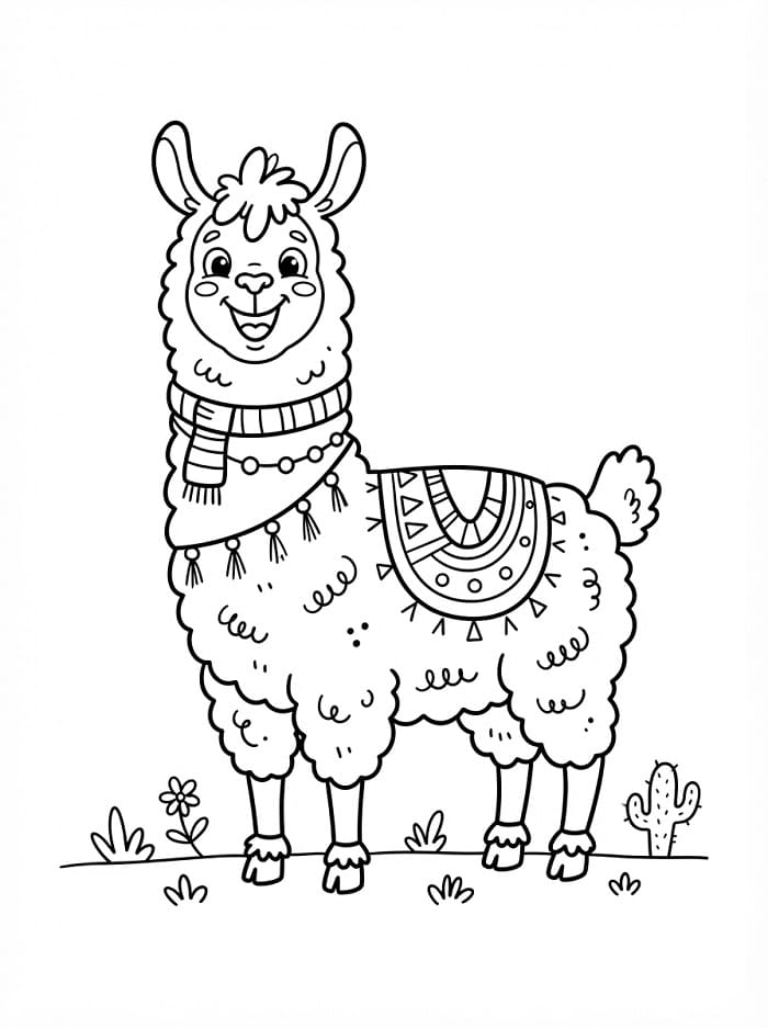 Šťastná lama omalovánka