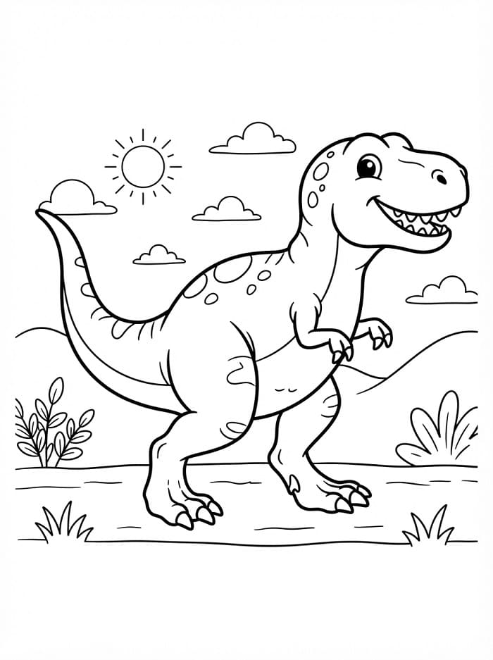 Šťastný T-Rex omalovánka