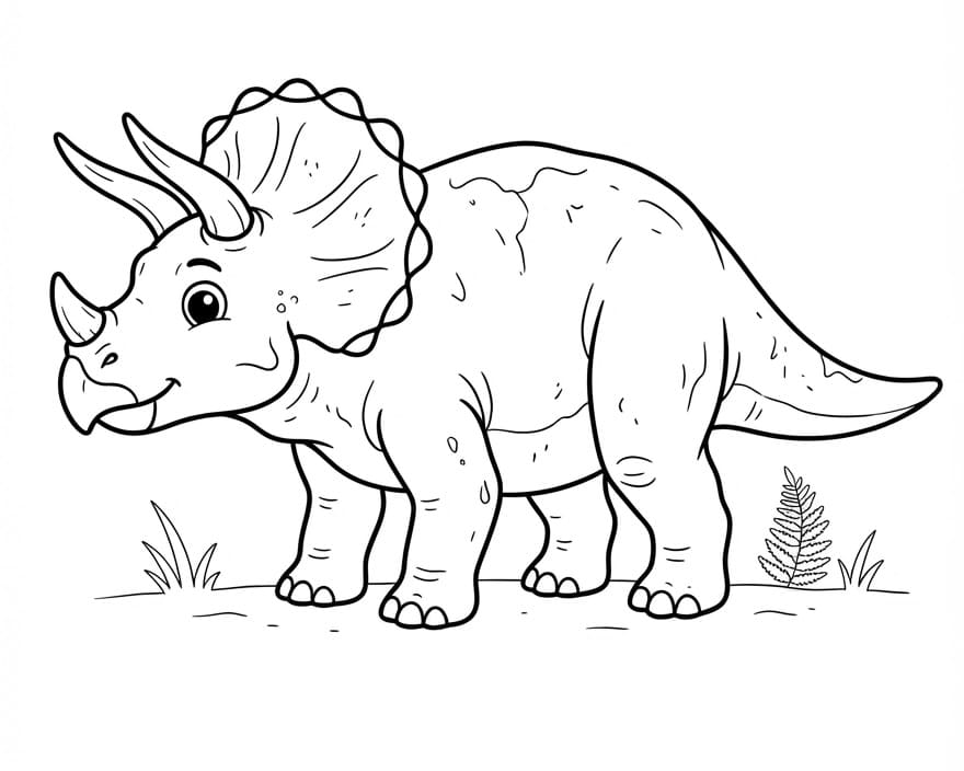 Šťastný Triceratops omalovánka