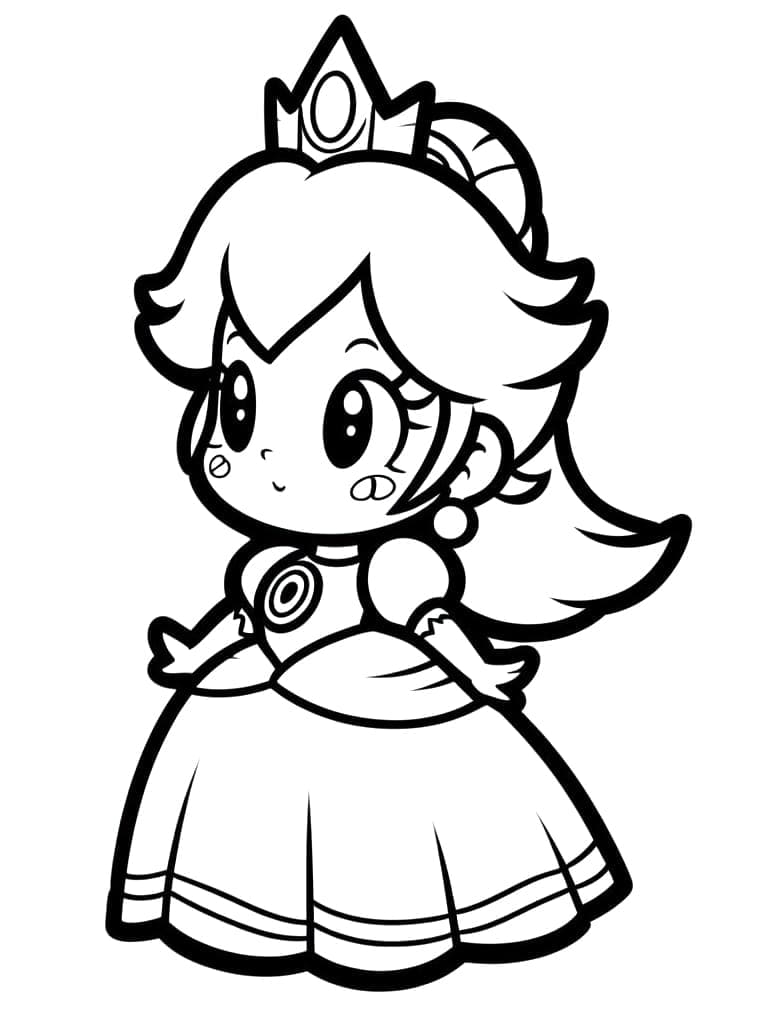 Tisknutelná princezna Peach pro děti omalovánka