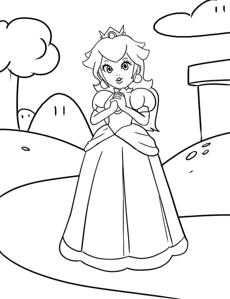 Omalovánka Tisknutelná princezna Peach zadarmo