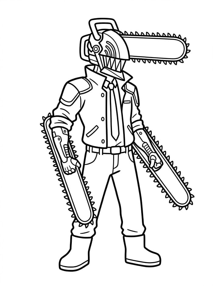 Tisknutelný Chainsaw Man pro děti omalovánka