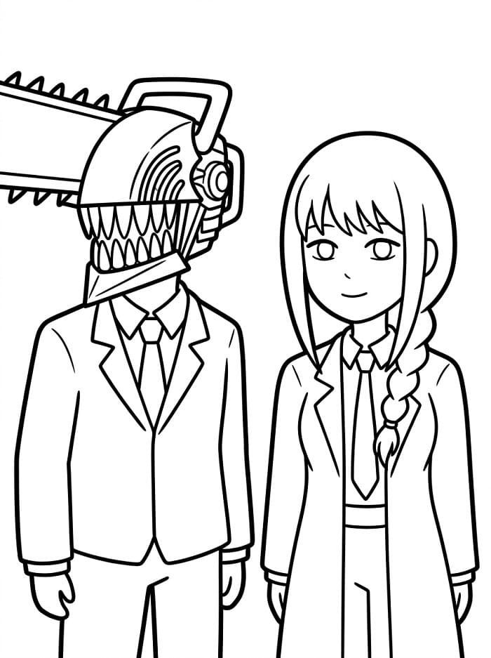 Tisknutelný Chainsaw Man zdarma omalovánka