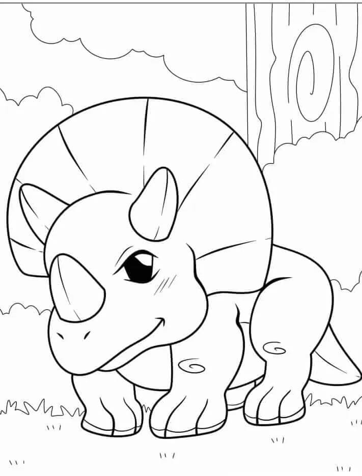 Tisknutelný Triceratops zadarmo omalovánka
