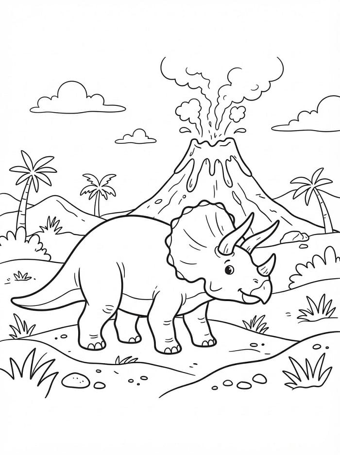 Triceratops k vytisknutí omalovánka