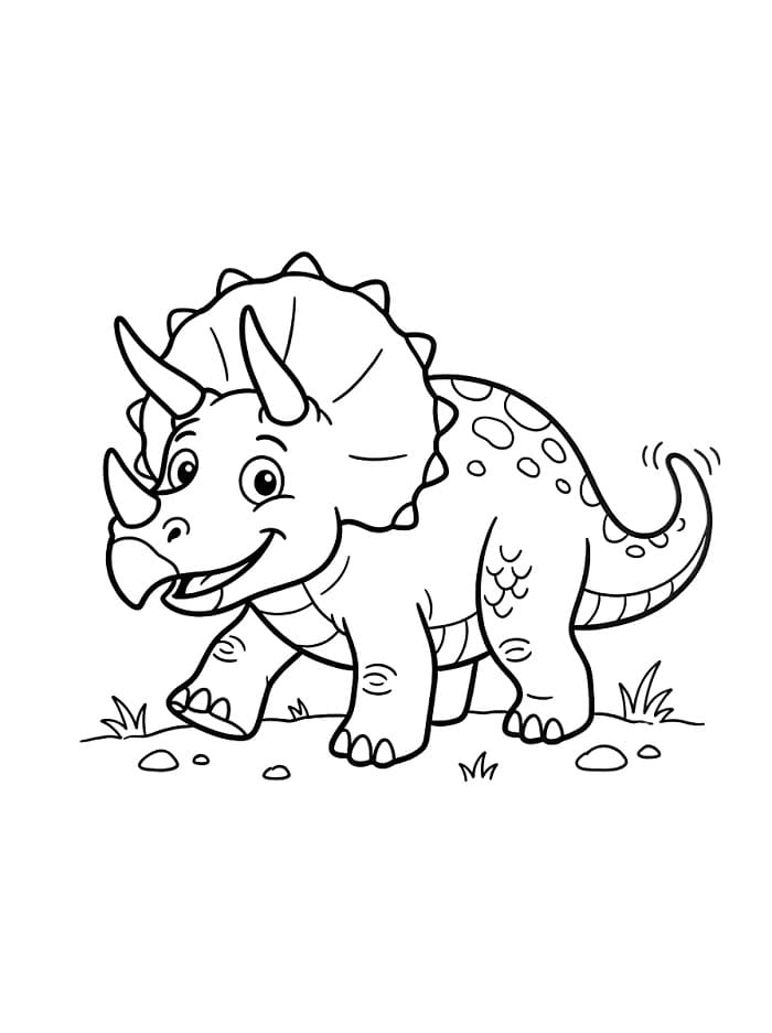 Triceratops k vytištění pro děti omalovánka