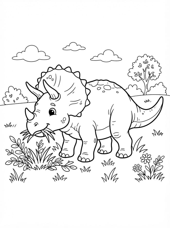 Triceratops omalovánka zdarma omalovánka