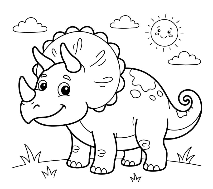 Triceratops tisknutelný omalovánka