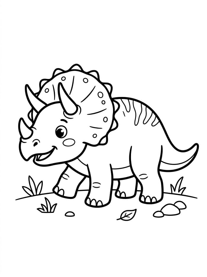 Triceratops zdarma pro děti omalovánka