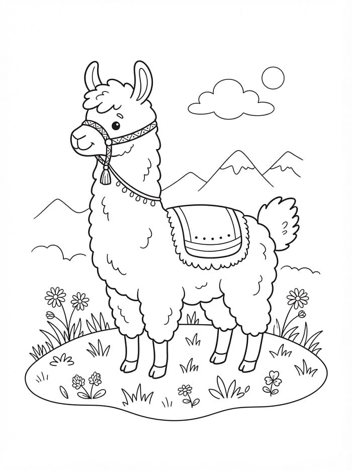 Veselá lama omalovánka
