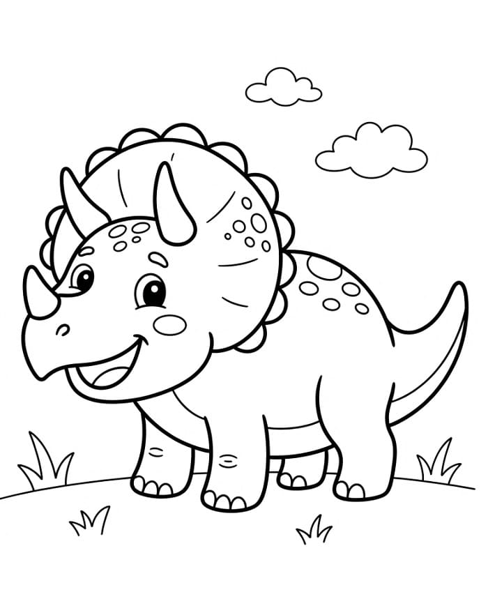 Vtipný Triceratops omalovánka