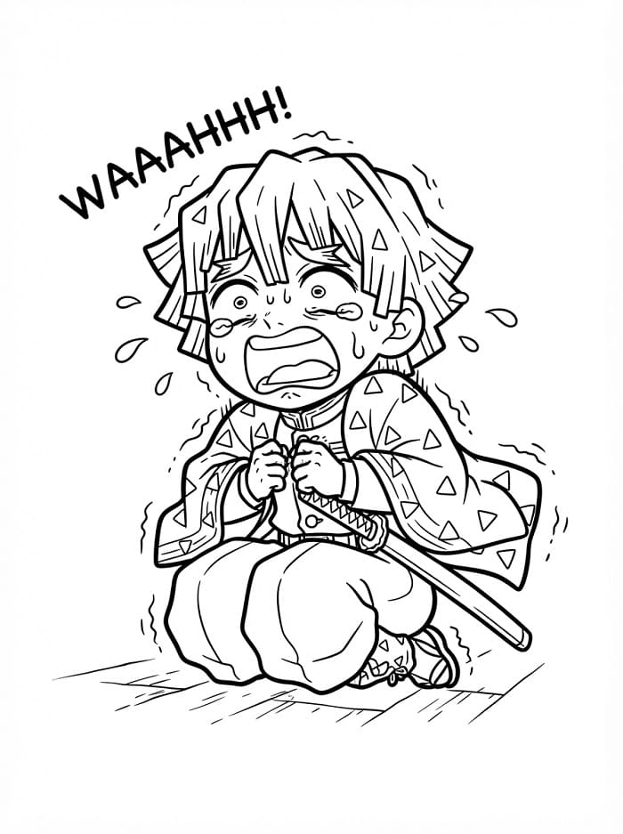 Zenitsu v Demon Slayer omalovánka