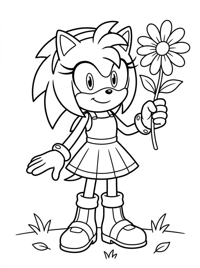 Amy Rose a květina omalovánka