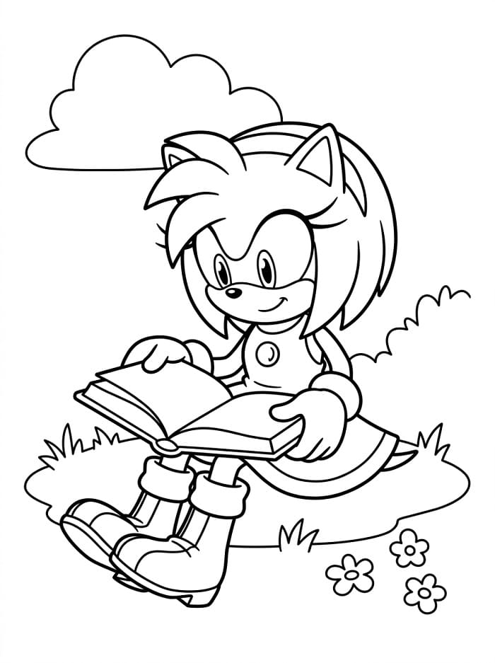 Amy Rose čtoucí knihu omalovánka