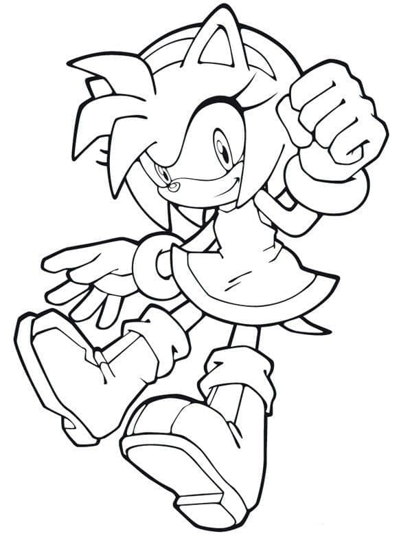 Amy Rose k vytištění pro děti omalovánka
