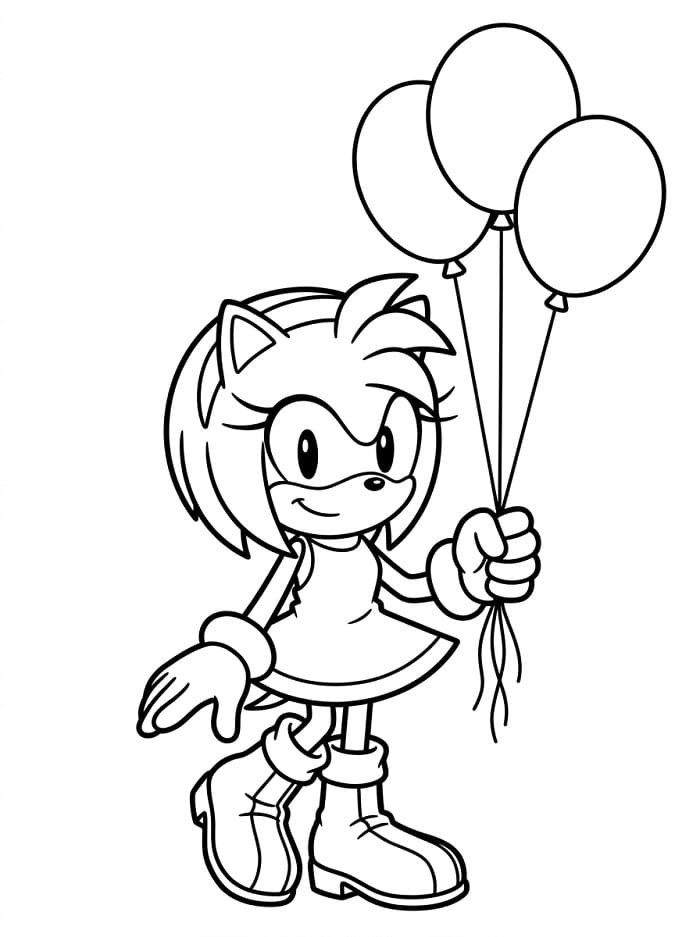 Amy Rose s balónky omalovánka