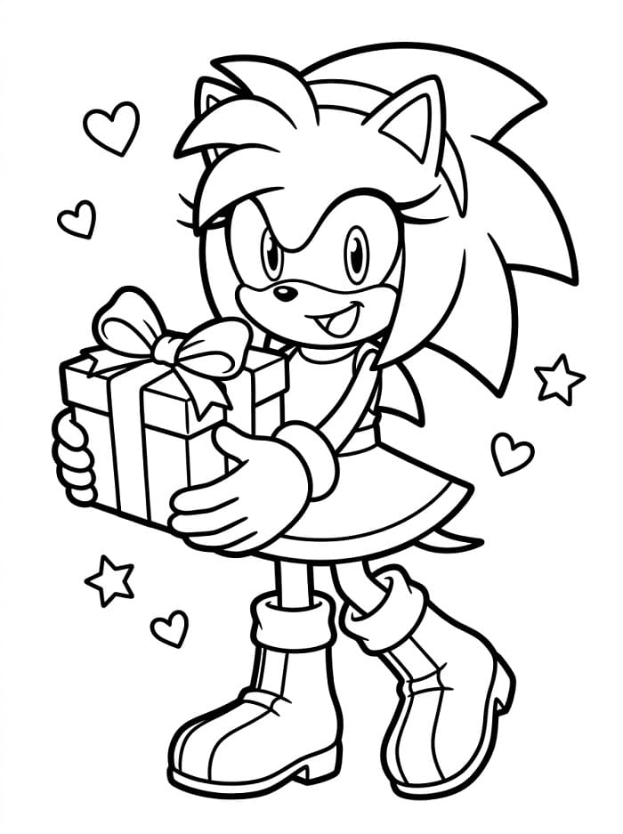 Amy Rose s dárkem omalovánka