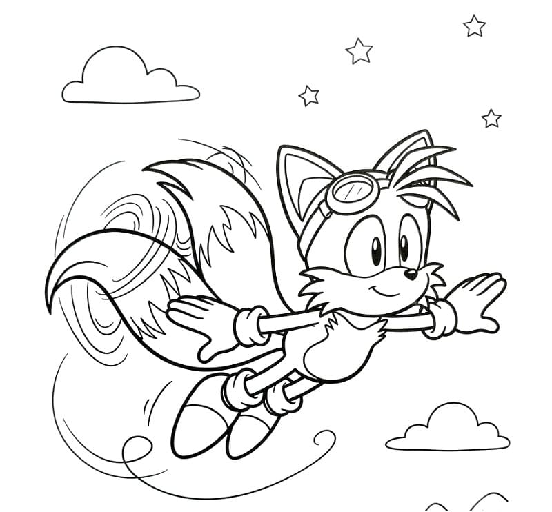 Bezplatný Tails k vytištění omalovánka