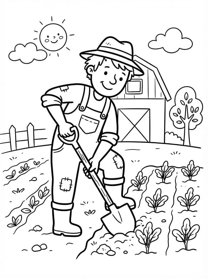 Bezplatný farmář k vytištění omalovánka