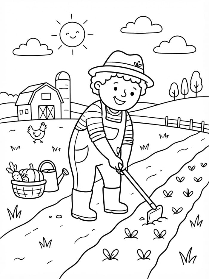 Bezplatný farmář omalovánka
