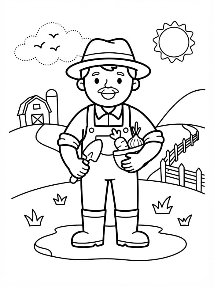 Farmář k tisku omalovánka