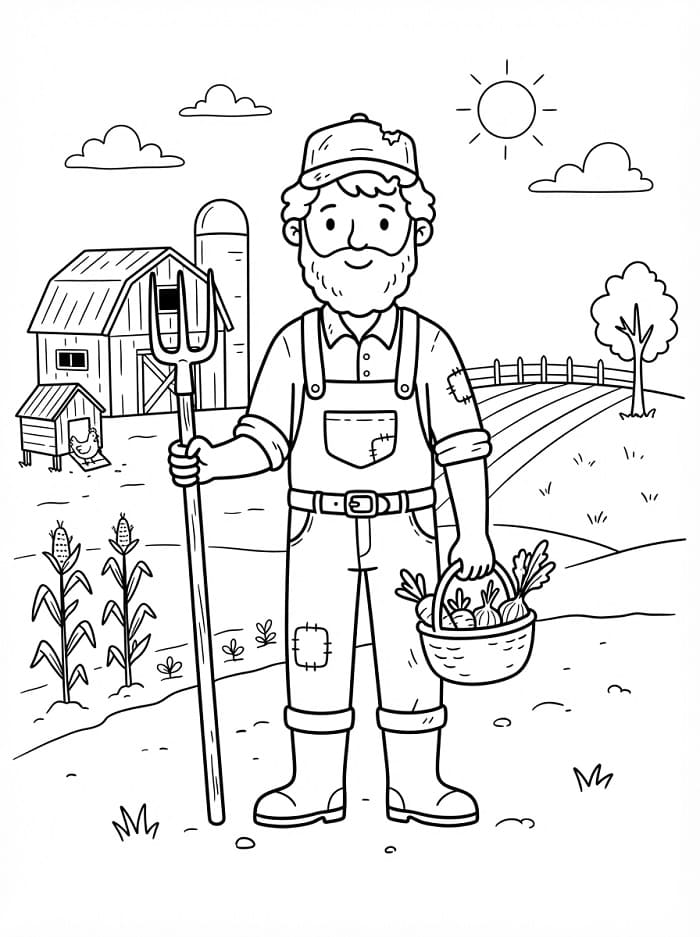 Farmář k vytisknutí omalovánka