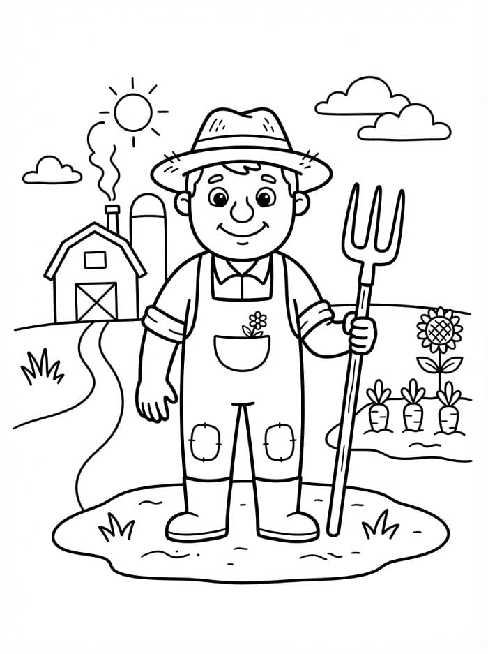 Farmář pro děti omalovánka