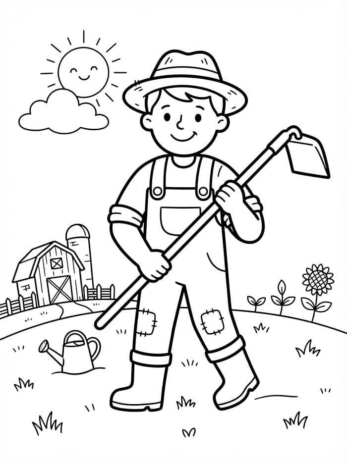 Farmář tisknutelný omalovánka