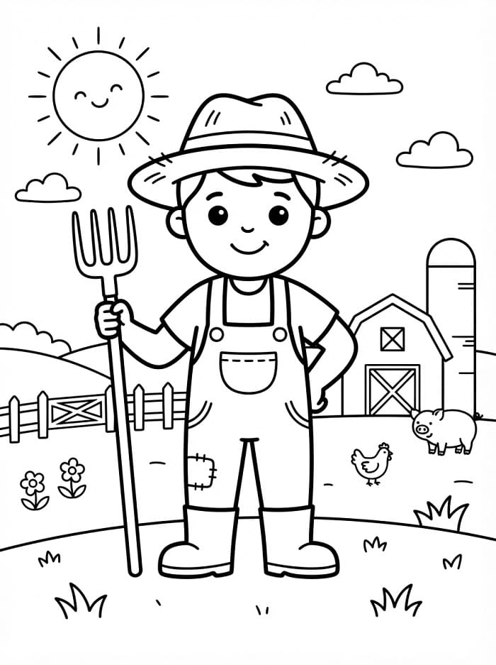 Farmář zdarma pro děti omalovánka