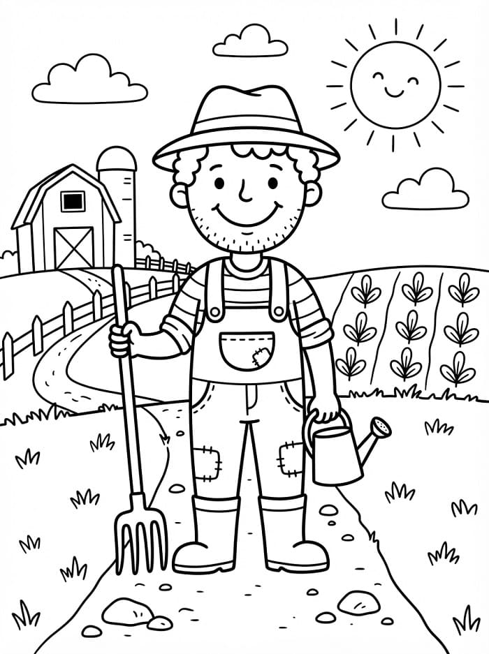 Farmář zdarma omalovánka