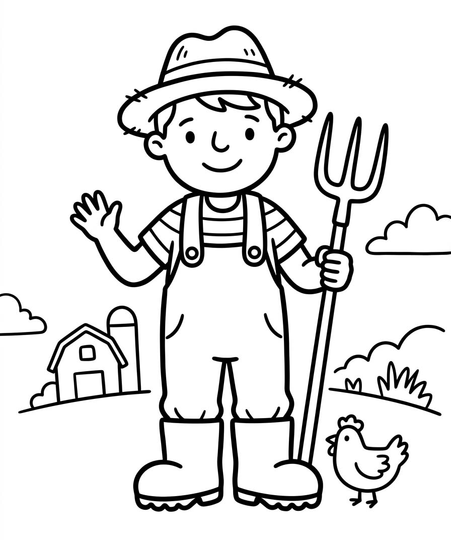 Přátelský farmář omalovánka