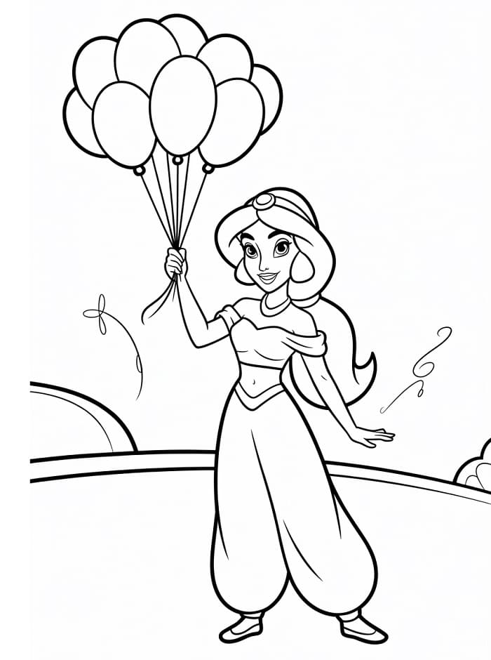 Princezna Jasmína k vytisknutí omalovánka
