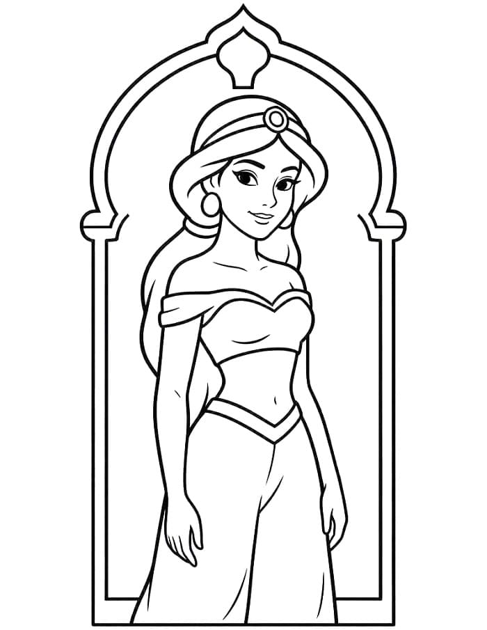 Roztomilá princezna Jasmína omalovánka