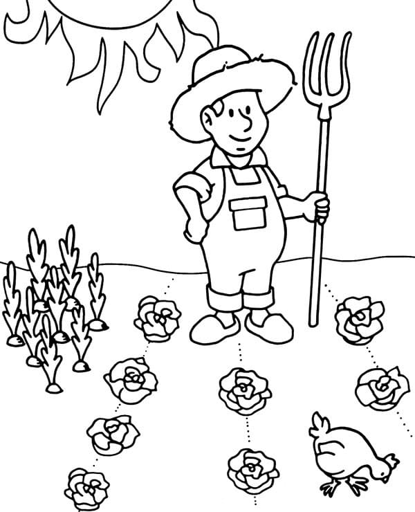 Tisknutelný obrázek farmáře omalovánka