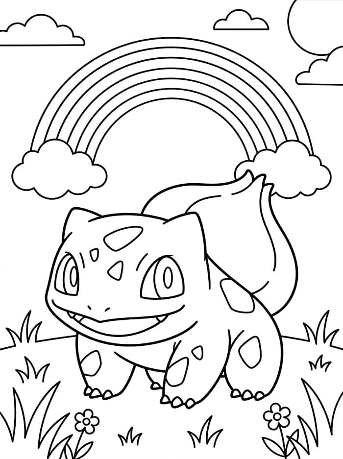 Bulbasaur a duha omalovánka