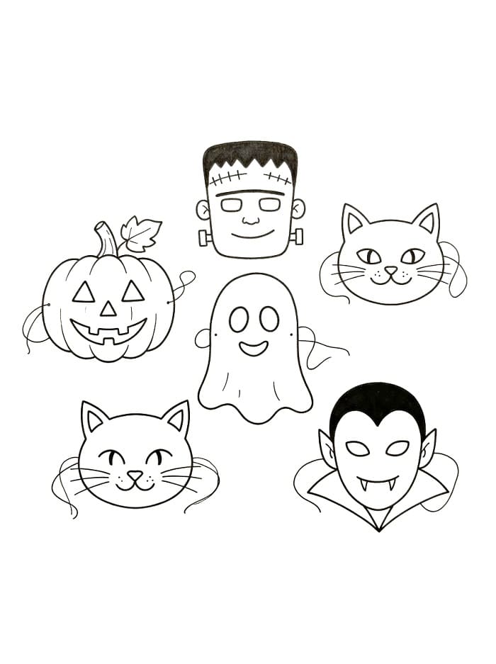 Halloweenská maska (13) omalovánka