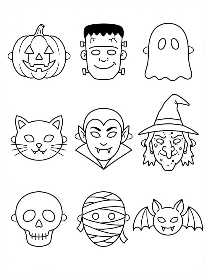 Halloweenská maska (14) omalovánka