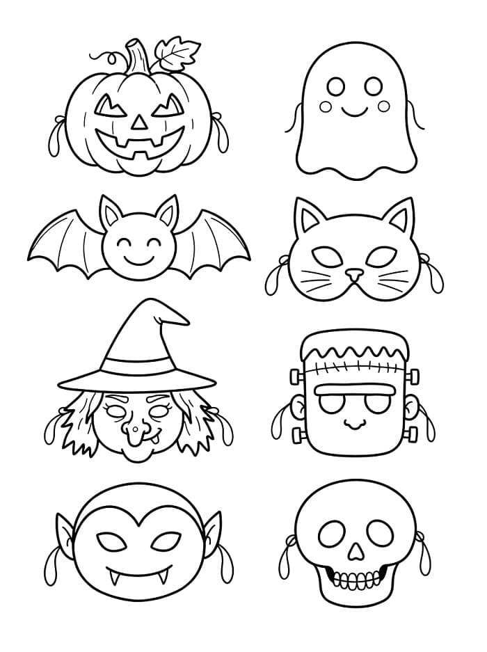 Omalovánky Halloweenské Masky