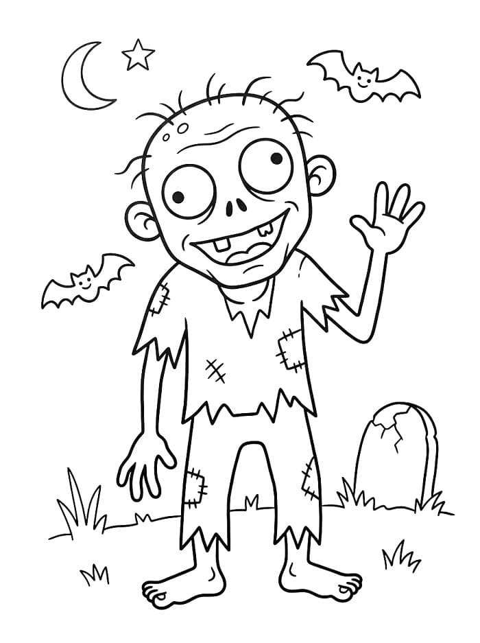 Halloweenská zombie omalovánka