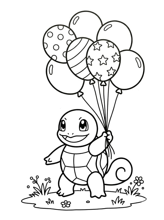 Squirtle a balónky omalovánka
