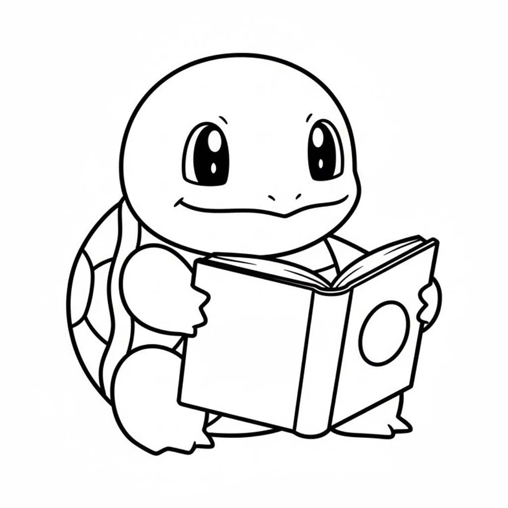 Squirtle čtoucí knihu omalovánka