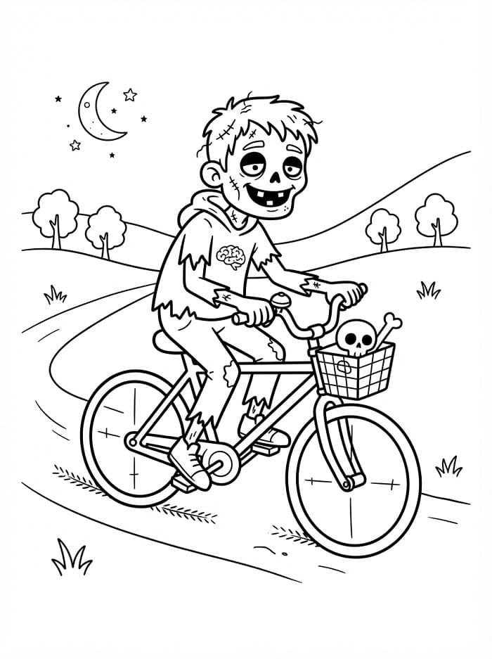 Zombie jede na kole omalovánka